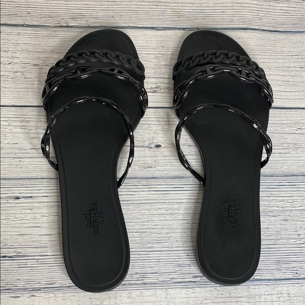 Hermes Black Rivet Women's Sandals